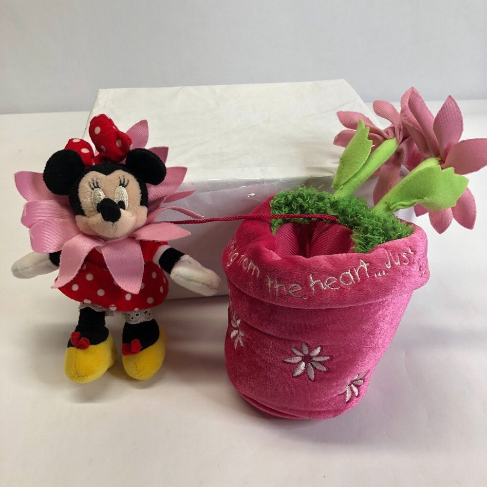 Disney Store Minnie in a Flower Pot Plush Doll 8" "Something from the Heart " - Picture 7 of 10